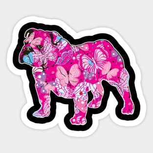 Floral English Bulldog Design Sticker